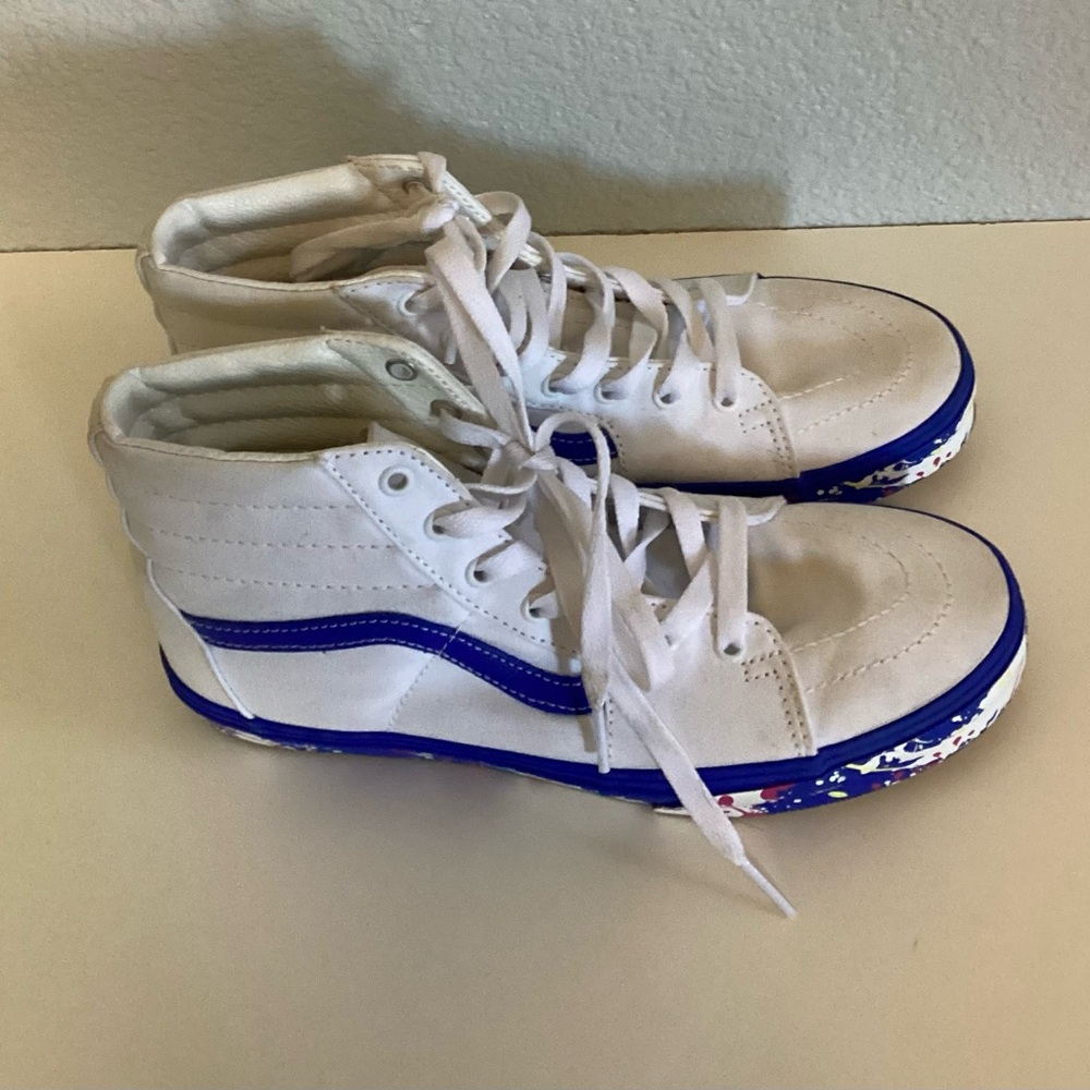 Vans Kids White and Blue High-Top Sneakers